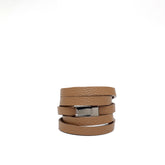 Bracciale multigiro in pelle tortora
